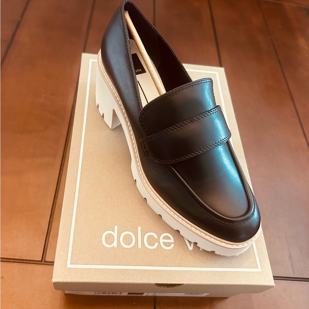 Dolce Vita Black Loafers with Chunky White Sole